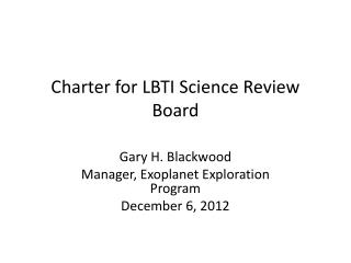 Charter for LBTI Science Review Board