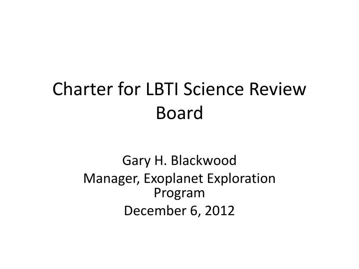 charter for lbti science review board