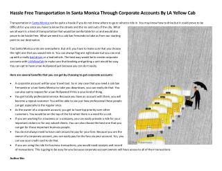 Hassle Free Transportation In Santa Monica Through Corporate