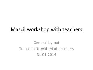 Mascil workshop with teachers