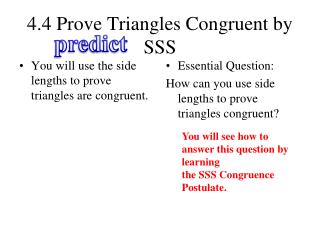 4.4 Prove Triangles Congruent by SSS