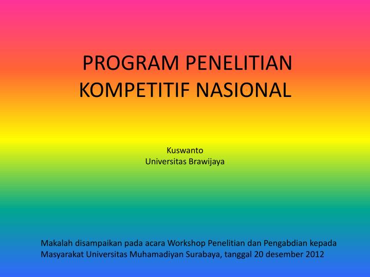 program penelitian kompetitif nasional