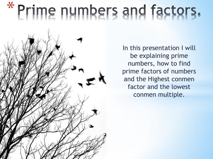 prime numbers and factors