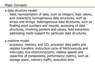 Major Concepts: a data structure model:
