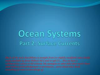 Ocean Systems Part 2: Surface Currents