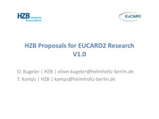 HZB Proposals for EUCARD2 Research V1.0