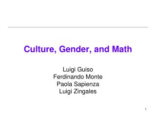 Culture, Gender, and Math