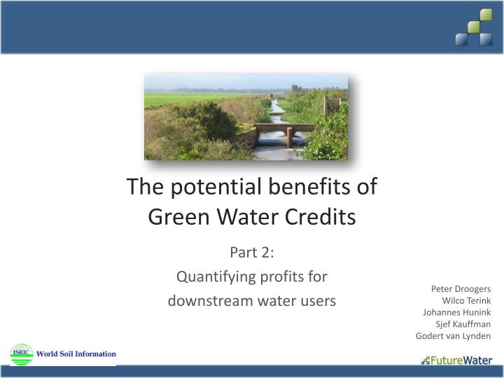 the potential benefits of green water credits
