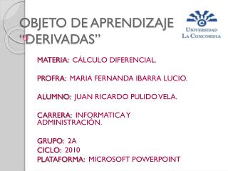 objeto de aprendizaje derivadas