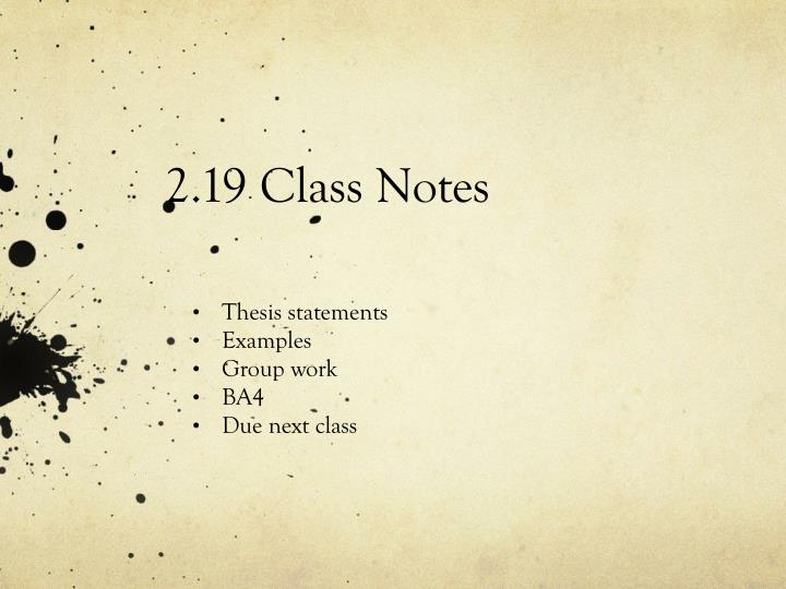 2 19 class notes