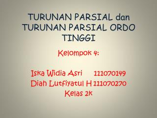 turunan parsial dan turunan parsial ordo tinggi