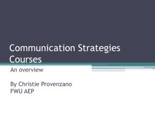 Communication Strategies Courses