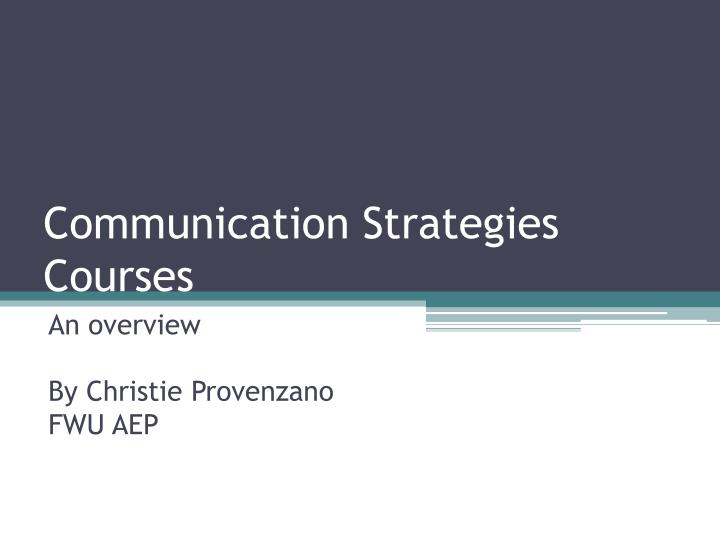 communication strategies courses