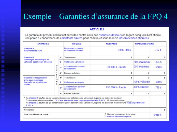 exemple garanties d assurance de la fpq 4