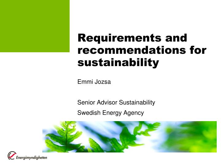 requirements and recommendations for sustainability