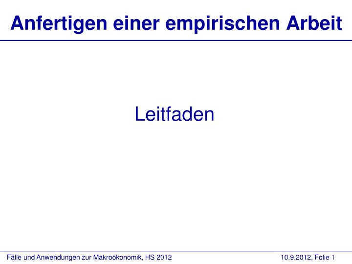 anfertigen einer empirischen arbeit