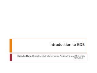 Introduction to GDB