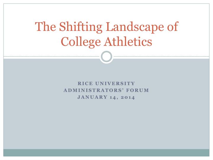the shifting landscape of college athletics