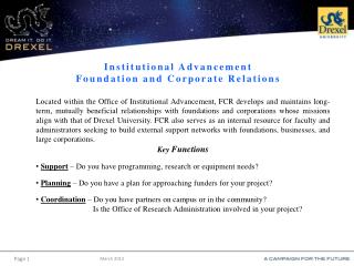 Institutional Advancement Foundation and Corporate Relations