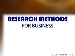 research methods for business