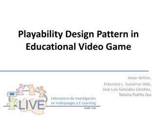 Playability Design Pattern in Educational Video Game