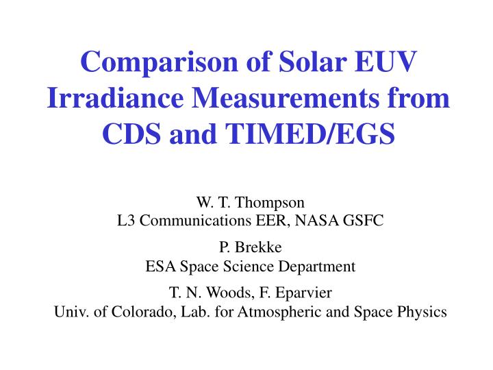 comparison of solar euv irradiance measurements from cds and timed egs