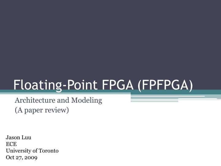 floating point fpga fpfpga