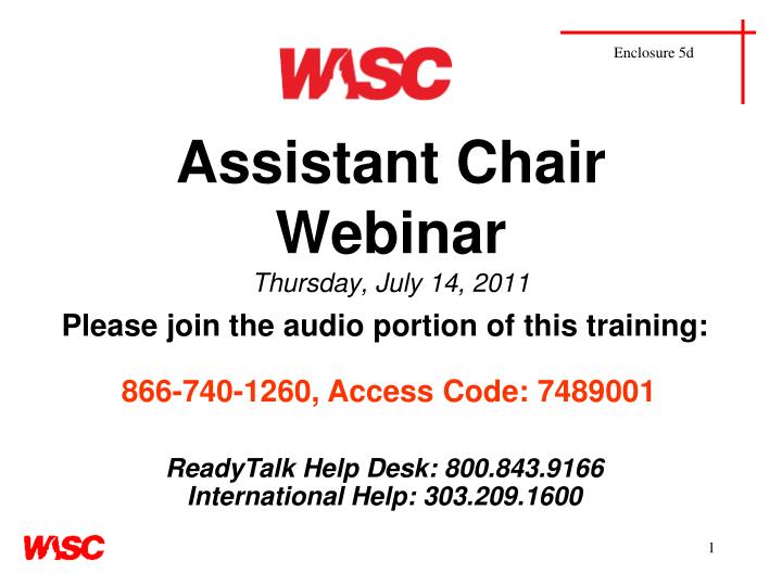 assistant chair webinar thursday july 14 2011