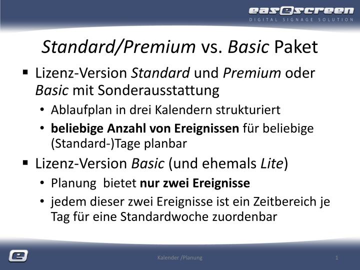 standard premium vs basic paket