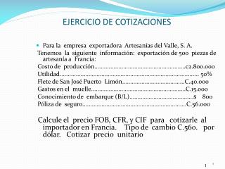 ejercicio de cotizaciones