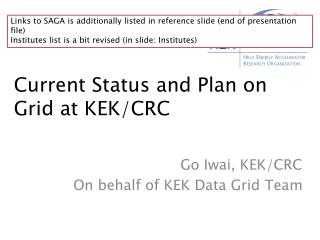Current Status and Plan on Grid at KEK/CRC