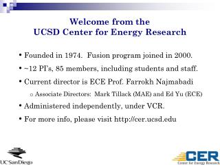 welcome from the ucsd center for energy research