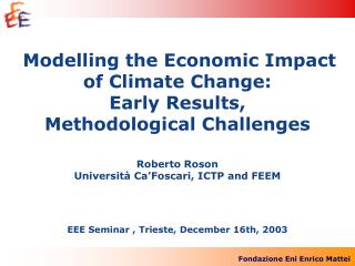 Modelling the Economic Impact of Climate Change: Early Results, Methodological Challenges