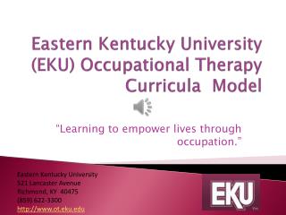 Eastern Kentucky University (EKU) Occupational Therapy Curricula Model