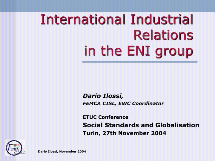 international industrial relations in the eni group