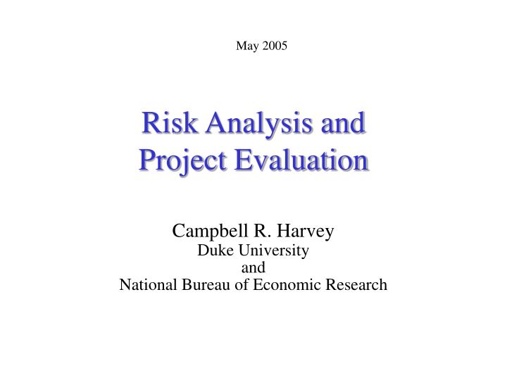 risk analysis and project evaluation