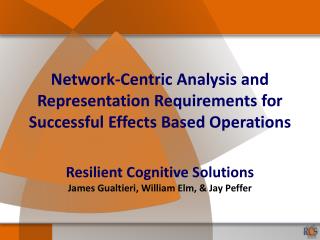 Network-Centric Analysis and Representation Requirements for Successful Effects Based Operations