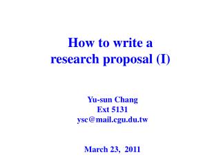 How to write a research proposal (I)