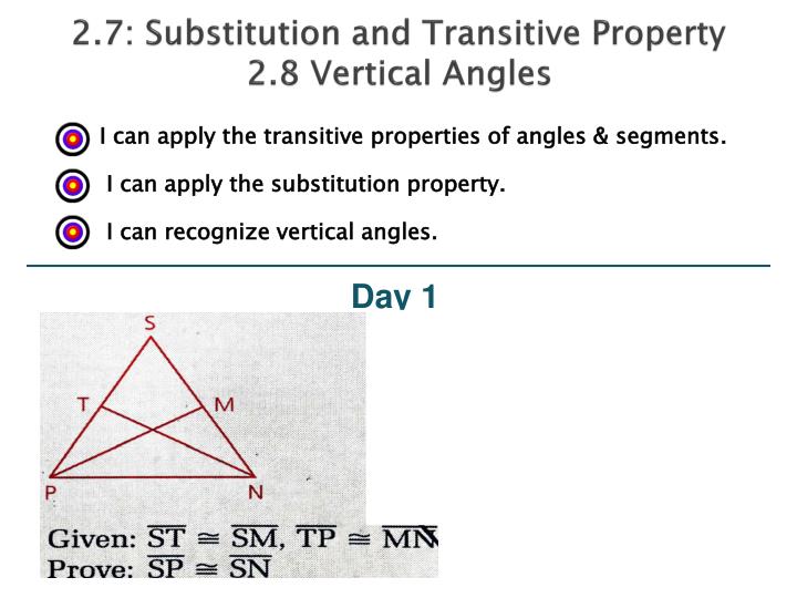 2 7 substitution and transitive property 2 8 vertical angles
