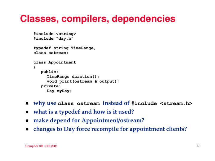 classes compilers dependencies