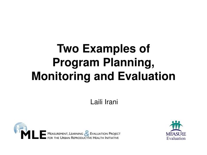 two examples of program planning monitoring and evaluation
