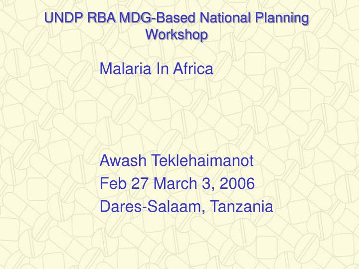 undp rba mdg based national planning workshop