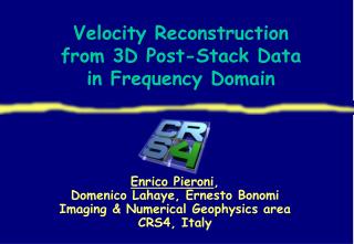 Velocity Reconstruction from 3D Post-Stack Data in Frequency Domain