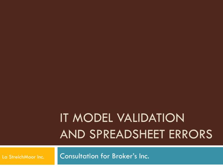 it model validation and spreadsheet errors