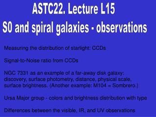 ASTC22. Lecture L15 S0 and spiral galaxies - observations