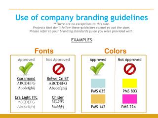 Use of company branding guidelines