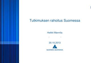 tutkimuksen rahoitus suomessa