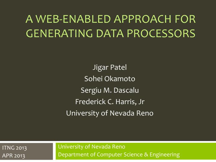 a web enabled approach for generating data processors