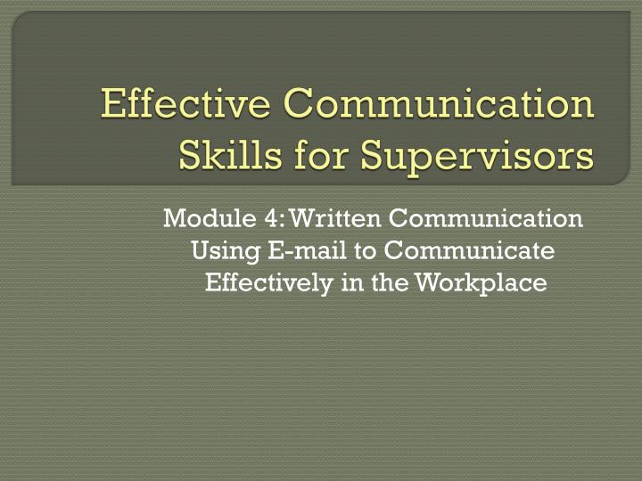 effective communication skills for supervisors