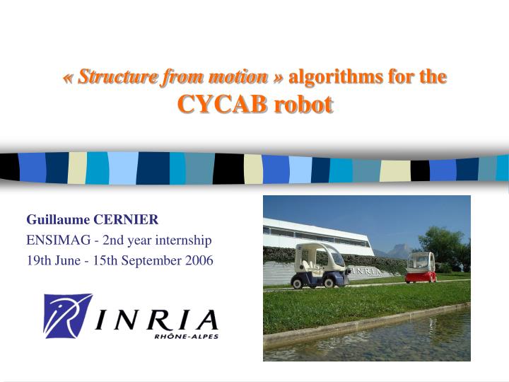 structure from motion algorithms for the cycab robot